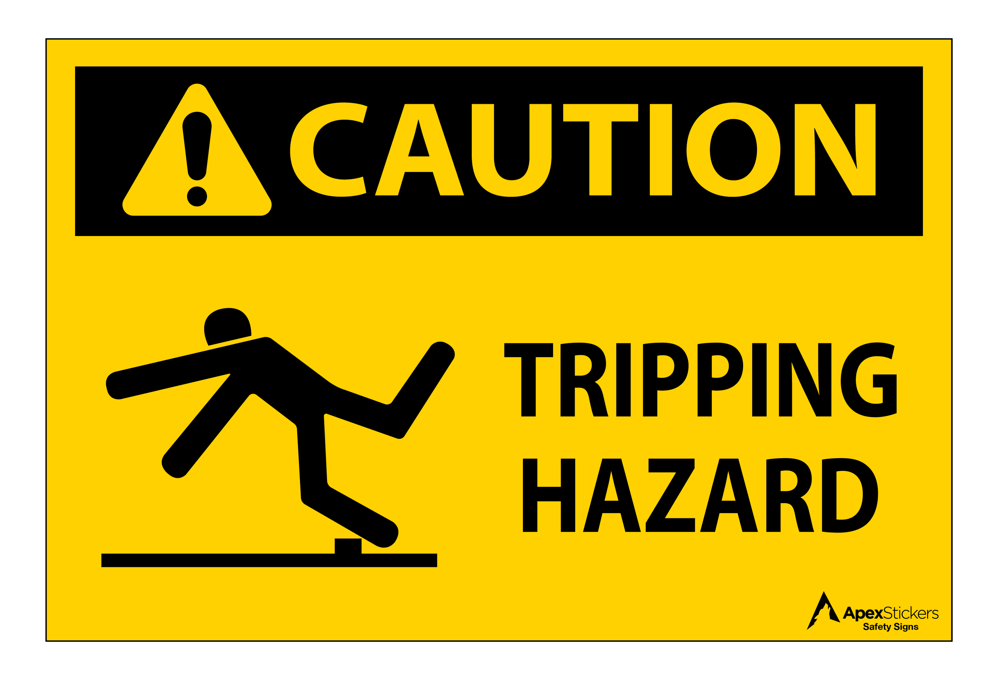 Caution - Tripping Hazard Sign — Apex Stickers LLC