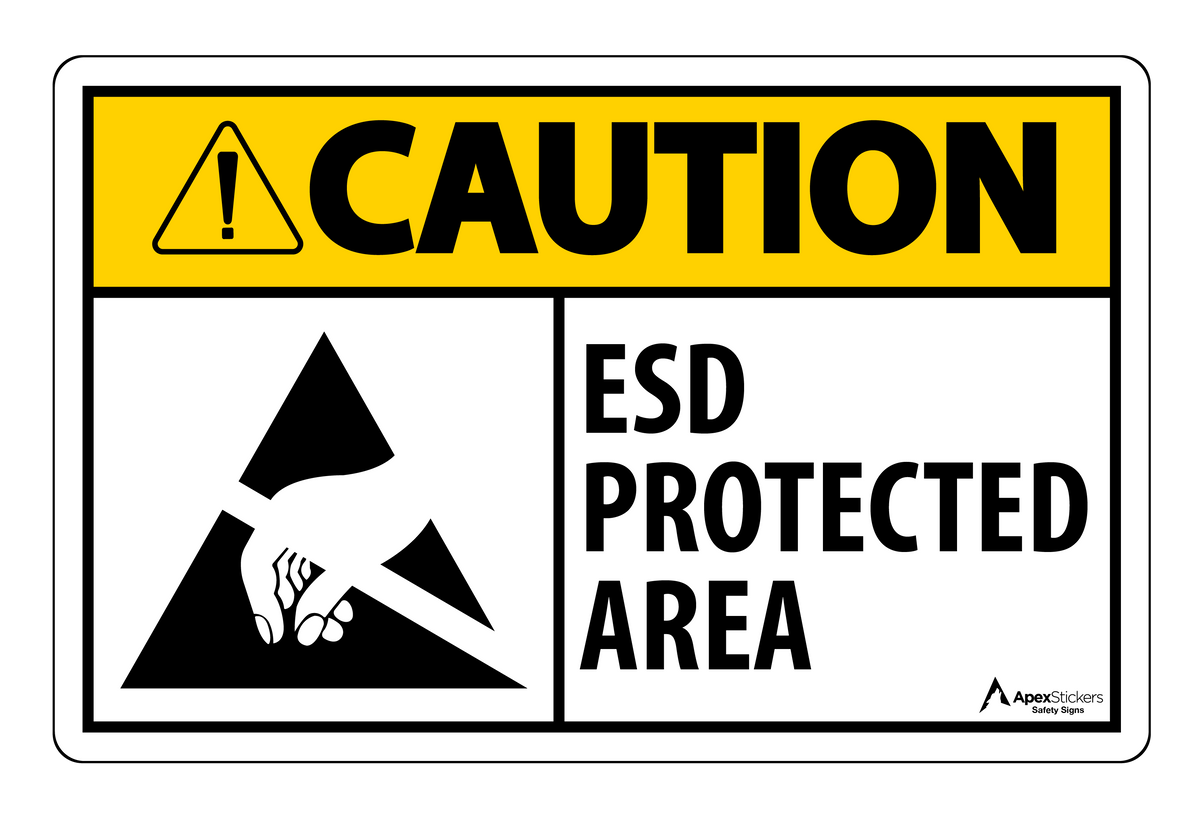 Caution - ESD Protected Area Sign — Apex Stickers LLC