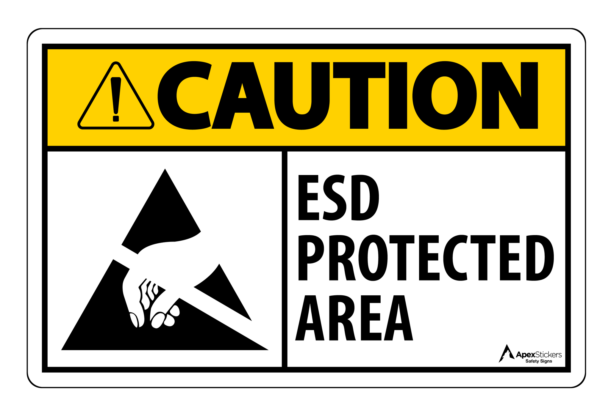 Caution - ESD Protected Area Sign — Apex Stickers LLC
